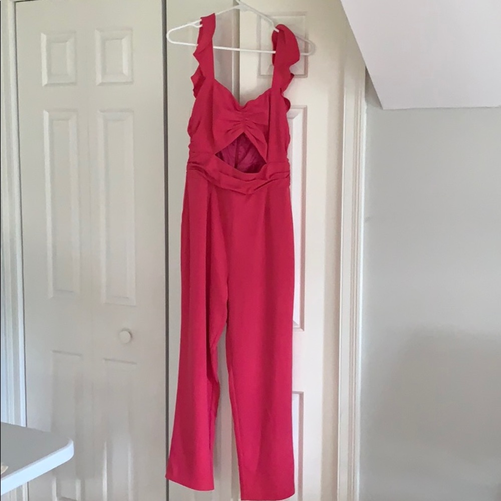 Lovers & Friends hot pink cutout jumpsuit